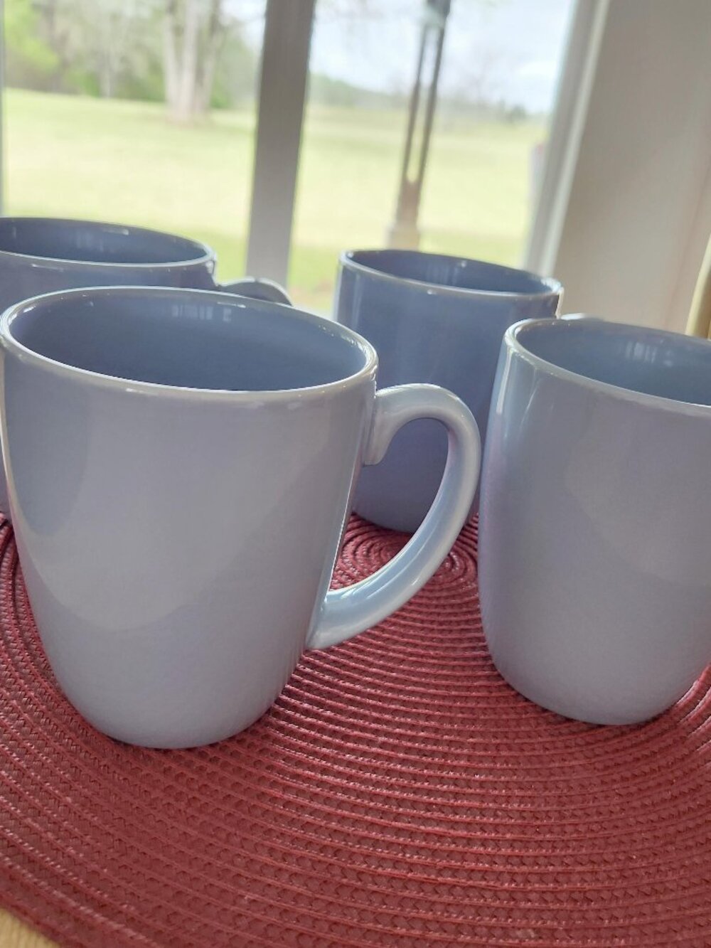 4 Corelle Coordinates Stoneware Mugs Light Blue 11 Oz